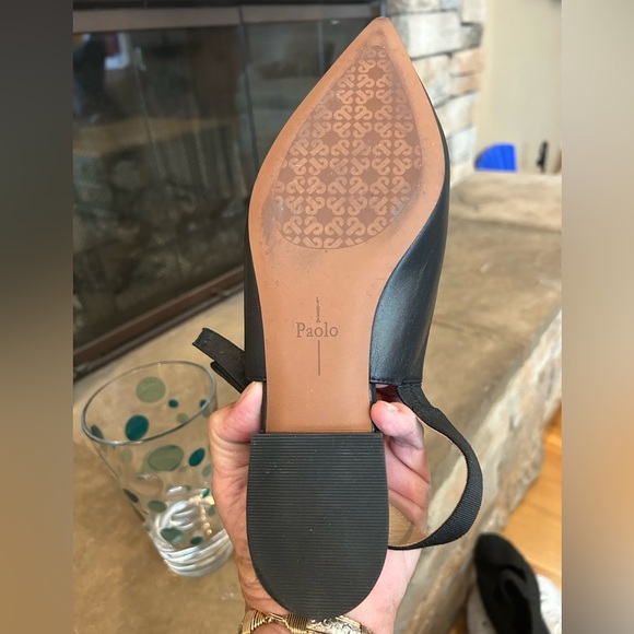 Paolo Elegant Black Leather Slingback Flats - Picture 7 of 9